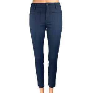 Denim Studio Blue Pinstriped Skinny Leg Mid Rise Zip Hem Trousers Dress Pants 24